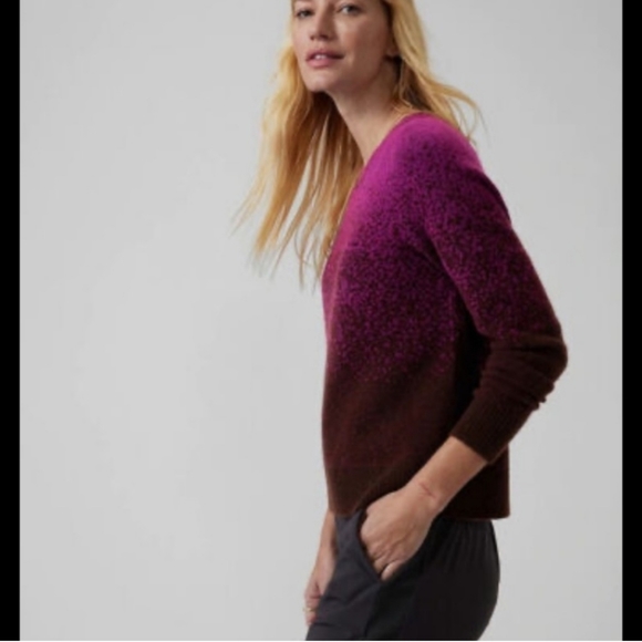 ATHLETA Hawthorne Textured Crew Neck Sweater Ombre Purple Sz XS wool blend - Picture 4 of 7